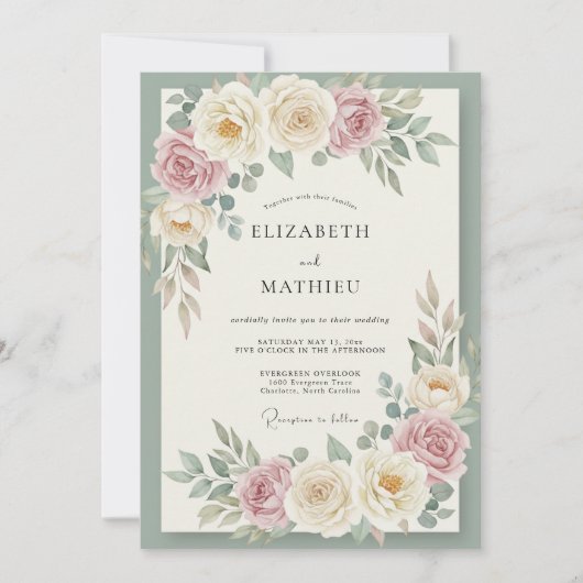 Invitation Mariage Crème Blush Blossom (Devant)