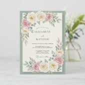 Invitation Mariage Crème Blush Blossom (Debout devant)