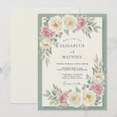 Invitation Mariage Crème Blush Blossom (Devant / Derrière)