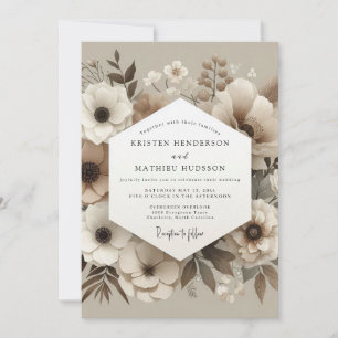 Invitation Mariage Crème Botanique Chuchotement