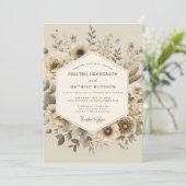Invitation Mariage Crème Botanique en Forêt (Debout devant)