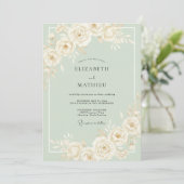 Invitation Mariage Crème Botanique Éthérée Romance (Debout devant)