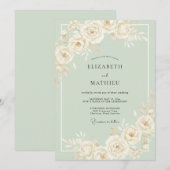 Invitation Mariage Crème Botanique Éthérée Romance (Devant / Derrière)