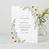Invitation Mariage Crème Botanique Flourish (Debout devant)