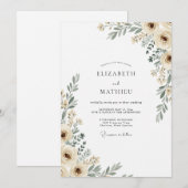 Invitation Mariage Crème Botanique Flourish (Devant / Derrière)