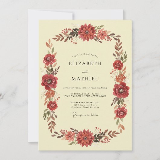 Invitation Mariage Crème Dahlia Terracotta (Devant)