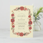 Invitation Mariage Crème Dahlia Terracotta (Debout devant)
