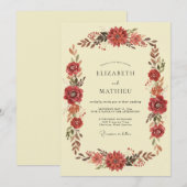 Invitation Mariage Crème Dahlia Terracotta (Devant / Derrière)