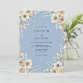 Invitation Mariage Crème de Fleur de Pervenche (Debout devant)