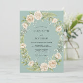 Invitation Mariage Crème de Rose Céladon (Debout devant)
