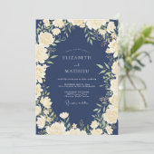 Invitation Mariage Crème d'Ivoire à Minuit (Debout devant)