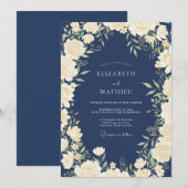 Invitation Mariage Crème d'Ivoire à Minuit (Devant / Derrière)