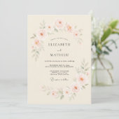 Invitation Mariage Crème Douce Fleur (Debout devant)