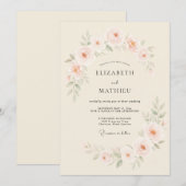 Invitation Mariage Crème Douce Fleur (Devant / Derrière)