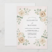 Invitation Mariage Crème Douce Romance Florale (Devant / Derrière)