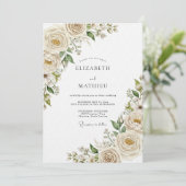 Invitation Mariage Crème Éthérée Fleurie (Debout devant)