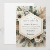 Invitation Mariage Crème Fleur Automnale (Devant / Derrière)