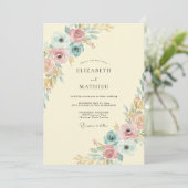 Invitation Mariage Crème Fleur d'Or (Debout devant)