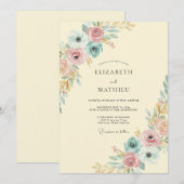 Invitation Mariage Crème Fleur d'Or (Devant / Derrière)