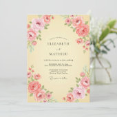 Invitation Mariage Crème Fleur Poussiéreuse Rose (Debout devant)