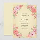 Invitation Mariage Crème Fleur Poussiéreuse Rose (Devant / Derrière)