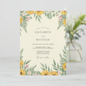 Invitation Mariage Crème Fleur Sauvage Dorée (Debout devant)