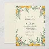 Invitation Mariage Crème Fleur Sauvage Dorée (Devant / Derrière)