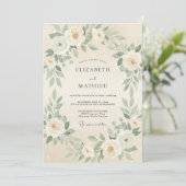 Invitation Mariage Crème Fleur Verdoyante (Debout devant)