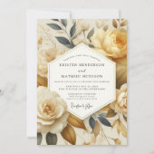 Invitation Mariage Crème Floral Éthéré (Devant)