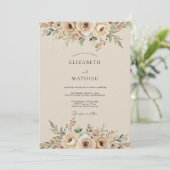 Invitation Mariage Crème Floral Éthéré (Debout devant)