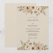 Invitation Mariage Crème Floral Éthéré (Devant / Derrière)