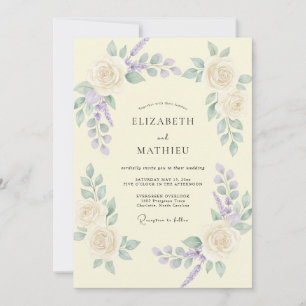 Invitation Mariage Crème Lilas Vigne