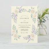 Invitation Mariage Crème Lilas Vigne (Debout devant)
