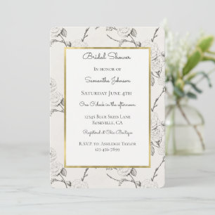 Invitation Mariage Crème Noir Fleurs d'Automne