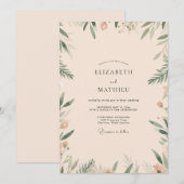 Invitation Mariage Crème Olive Feuillage Eucalyptus (Devant / Derrière)