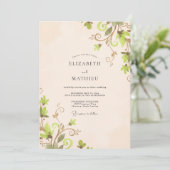 Invitation Mariage Crème Olive Vigne (Debout devant)