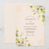 Invitation Mariage Crème Olive Vigne (Devant / Derrière)