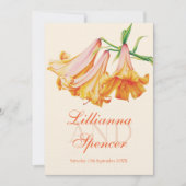 Invitation Mariage crème orange d'art de fleur de cloche de (Devant)