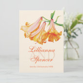 Invitation Mariage crème orange d'art de fleur de cloche de (Debout devant)
