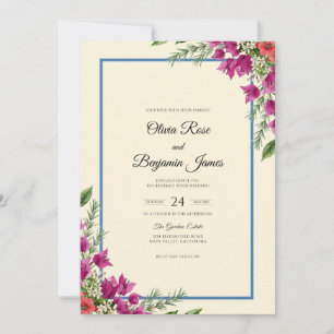 Invitation Mariage Crème Orchidée Magenta