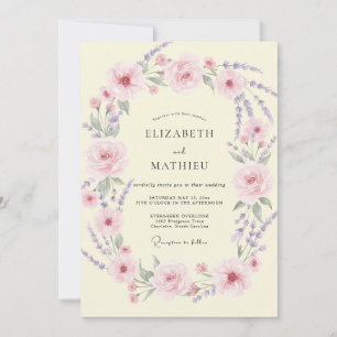 Invitation Mariage Crème Pétales de Lilas