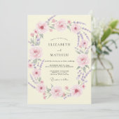 Invitation Mariage Crème Pétales de Lilas (Debout devant)