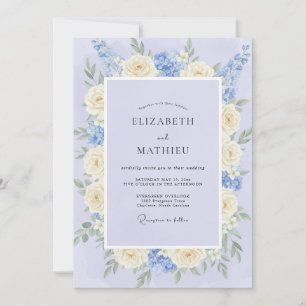 Invitation Mariage Crème Pivoine Céleste
