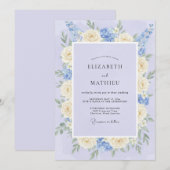 Invitation Mariage Crème Pivoine Céleste (Devant / Derrière)