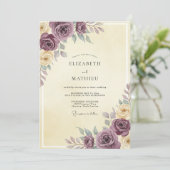 Invitation Mariage Crème Rose Mauve (Debout devant)