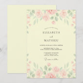 Invitation Mariage Crèmeuse Fleur de Rosée (Devant / Derrière)