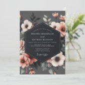 Invitation Mariage Crépuscule Fleur de Slate (Debout devant)