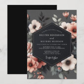Invitation Mariage Crépuscule Fleur de Slate (Devant / Derrière)