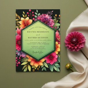 Invitation Mariage Crépuscule Floral Magenta