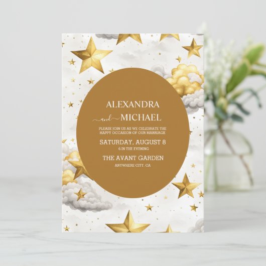 Invitation Mariage Crescent Céleste (Debout devant)